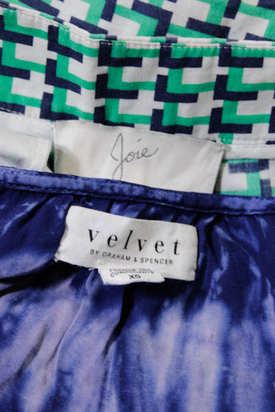 Velvet by Graham & Spencer Joie Womens Blouse Shorts Blue Size XS 6 Lot 2