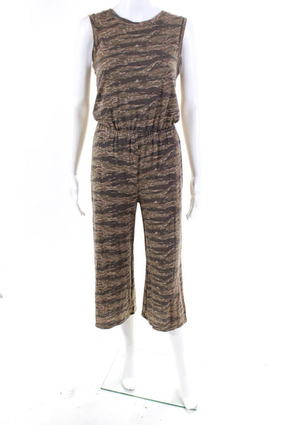 Alternative Womens Printed Jumpsuit Brown Green Cotton Size Extra Small