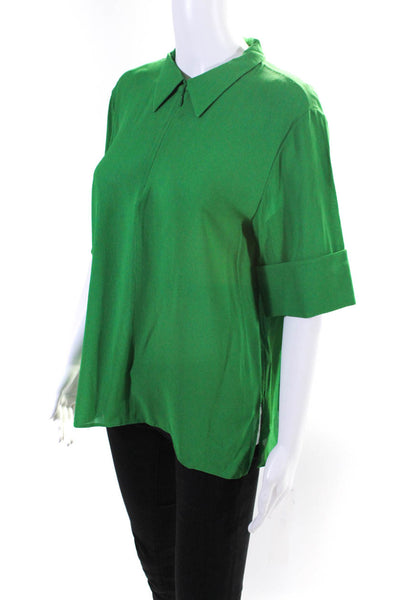 Arket Womens Collared Short Sleeve Blouse Green Size EUR 36