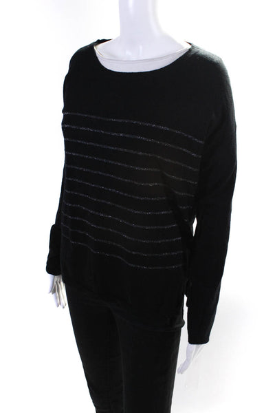 Joie Womens Striped Crew Neck Sweater Black Size Medium