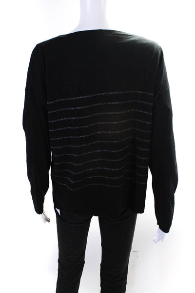 Joie Womens Striped Crew Neck Sweater Black Size Medium