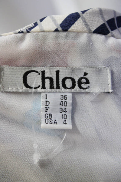 Chloe Women's Short Sleeve Floral T-Shirt Dress White Size 4