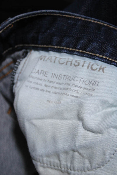 Matchstick Womens Solid Dark Wash Low Rise Straight Leg Jeans Blue Size 29