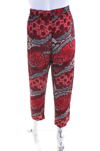 Xirena Womens Abstract Print Slim Leg Pants Red Black Cotton Size Extra Small