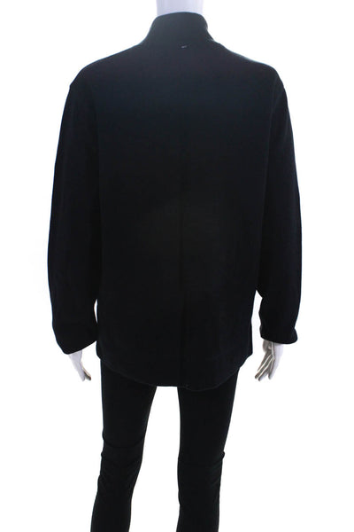 Faconnable Women's Mock Neck 1/2 Zip  Sweater Black Size M