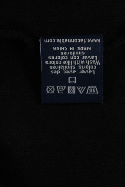 Faconnable Women's Mock Neck 1/2 Zip  Sweater Black Size M