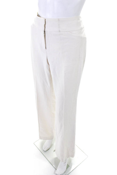 Adrienne Vittadini Women's Mid Rise Straight Leg Casual Pants White Size 6