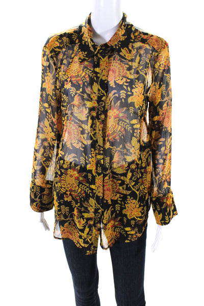 House of Harlow 1960 Women's Floral Button Up Brown XS