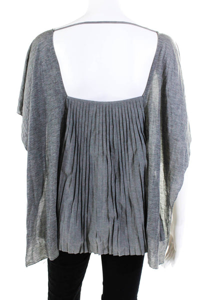 Max Azria Womens Pleated Back Keyhole Side Slit Blouse Gray Size S