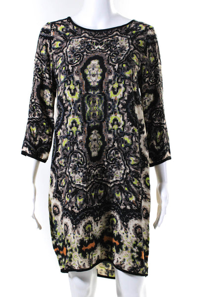 Sam & Lavi Womens Pixeled Print 3/4 Sleeve Shift Dress Multicolor Size M