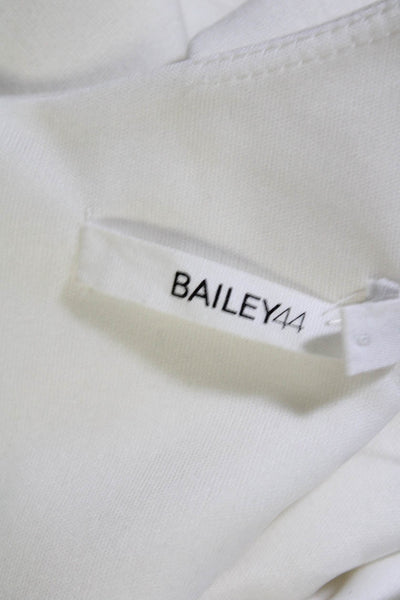 Bailey 44 Womens Leather Sleeve V-Neck Pencil Dress White Black Size M