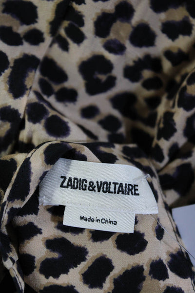 Zadig & Voltaire Womens Cheetah Print Tiered Hem Skater Dress Beige Brown Size S