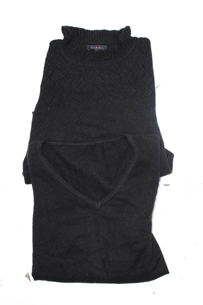 Caroll Designer Womens Black Wool High Neck Long Sleeve Sweater Top Size M Lot 2