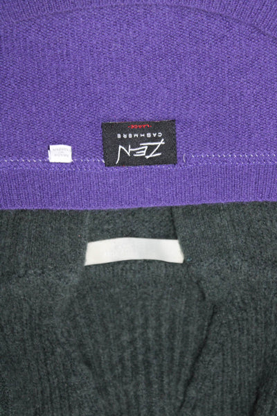 Zen Cashmere One Grey Day Womens Purple Cashmere Sweater Top Size L S Lot 2