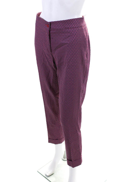 Etro Milano Womens Geometric Print Mid-Rise Pleated Front Trousers Pink Size 29