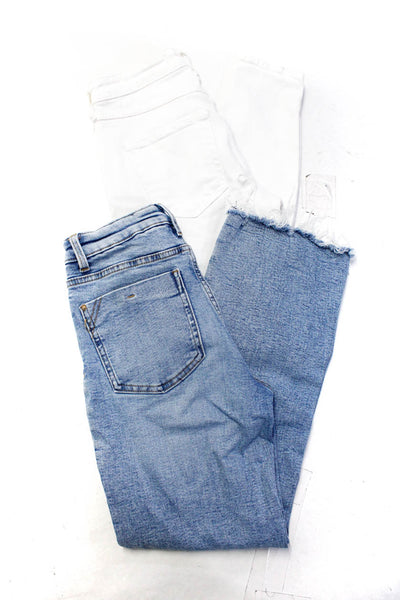 Amo Zara Womens Zip Front Solid Cotton Jeans White Blue Size 2/24 Lot 2