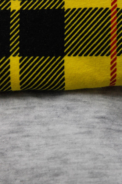Nike Womens Solid Logo Plaid Cotton Tee Shirt Yellow Gray Size S/L Lot 2