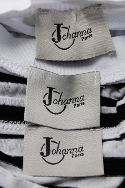Johanna Paris Womens Solid Stripe Sleeve Graphic Tee Shirt White Size L Lot 2