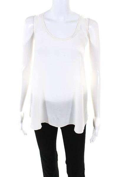 Calypso Saint Barth Womens Scoop Neck Silk Sheer Tank Top White Size Small