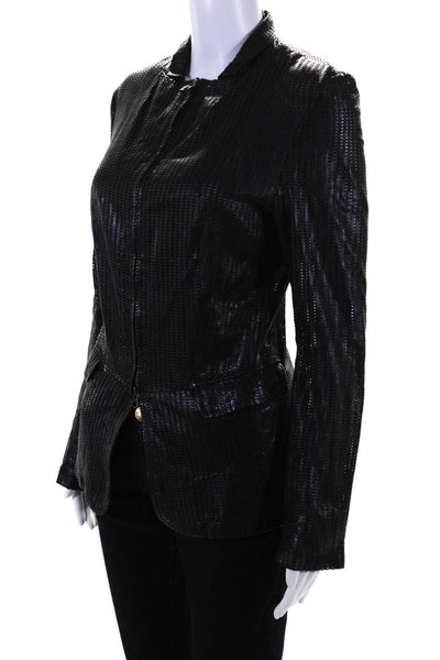 BanoeeMee Women's Zip Up Leather Jacket Black Size XS