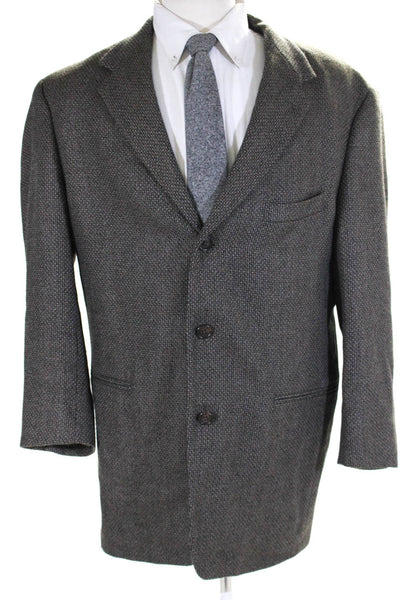 Roundtree & Yorke Mens Wool Buttoned Collared Textured Blazer Brown Size EUR42