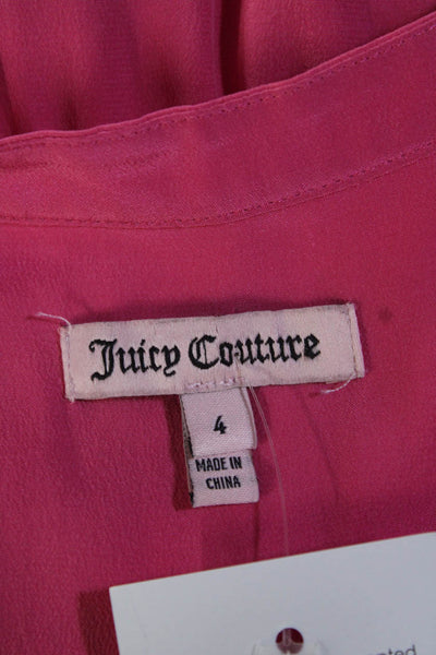 Juicy Couture Womens Tiered Chiffon Sleeveless Y Neck Sheath Dress Pink Size 4