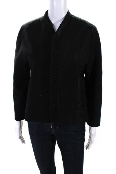 Elie Tahari Womens Open Front Solid Long Sleeve Cardigan Black Size 10