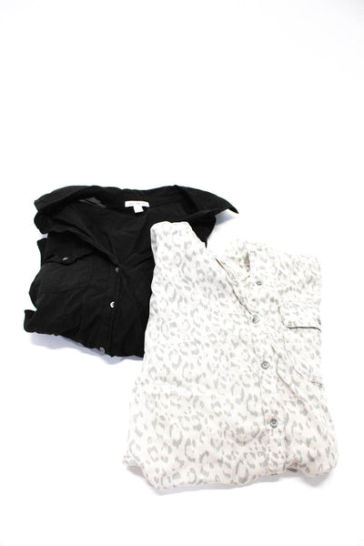 Standard James Perse Womens Solid Animal Print Pocket Shirt Black Size 4/S Lot 2