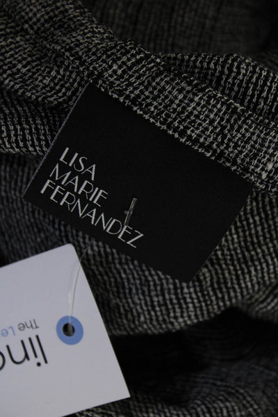 Lisa Marie Fernandez Womens Long Sleeve Tie Neck Woven Top Blouse Black Size 1