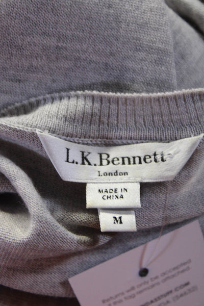 L.K. Bennett Womens Silk Animal Print Long Sleeve Top Gray Pink Size M