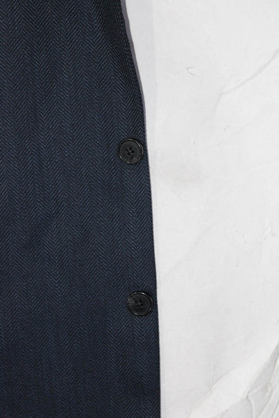 Joseph Abboud Mens Two Button Notched Lapel Blazer Jacket Navy Blue Wool 44L