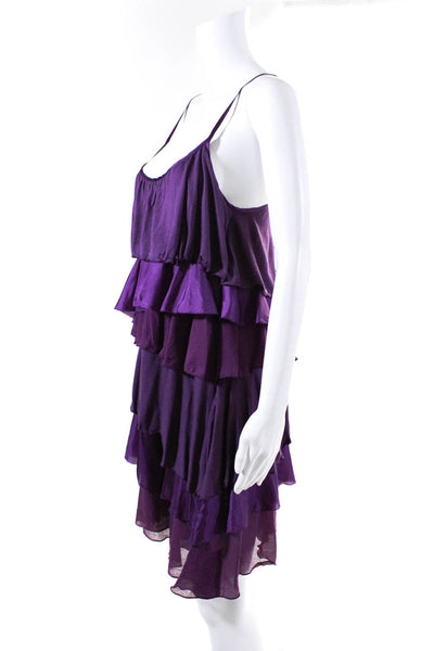 PJK Patterson J Kincaid Womens Spaghetti Strap Tiered Dress Purple Size Medium