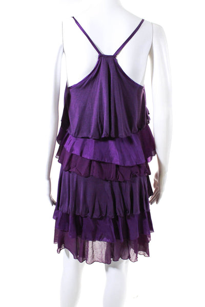 PJK Patterson J Kincaid Womens Spaghetti Strap Tiered Dress Purple Size Medium