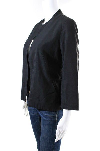 Max Mara Womens 3/4 Sleeve Open Front Light Jacket Gray Cotton Size 6