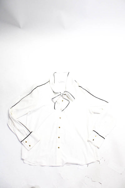 Carlisle Calvin Klein Womens Crystal Ruched Top Shirt Brown White 8 Medium Lot 2
