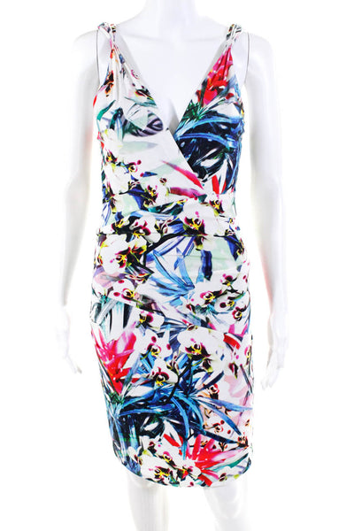 Artelier Nicole Miller Womens Floral Print Dress Multi Colored Size Medium