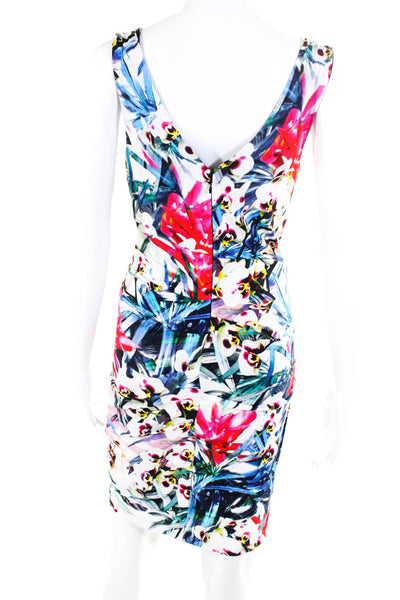 Artelier Nicole Miller Womens Floral Print Dress Multi Colored Size Medium