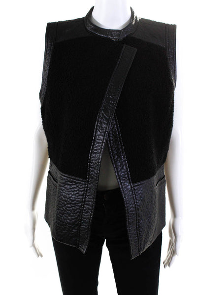 Trouve Womens Faux Leather Vest Black Size Medium
