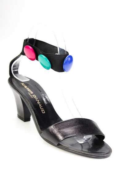 Xavier Danaud Women's Embellished Ankle Strap High Heel Sandals Black Size 7.5