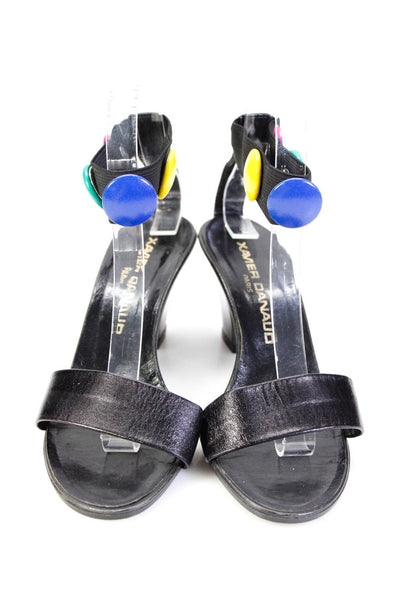 Xavier Danaud Women's Embellished Ankle Strap High Heel Sandals Black Size 7.5