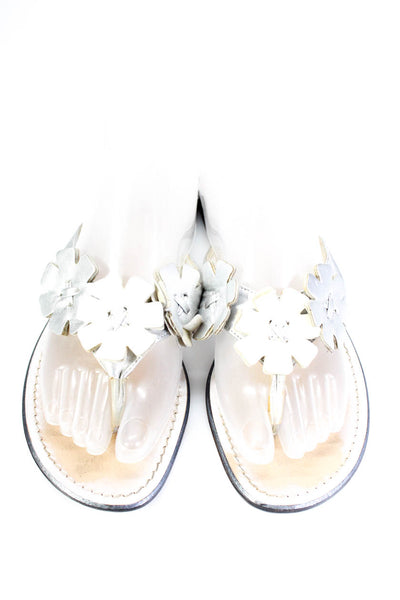 Lalu Women's Floral Slip On Flat Sandals Silver Size 39