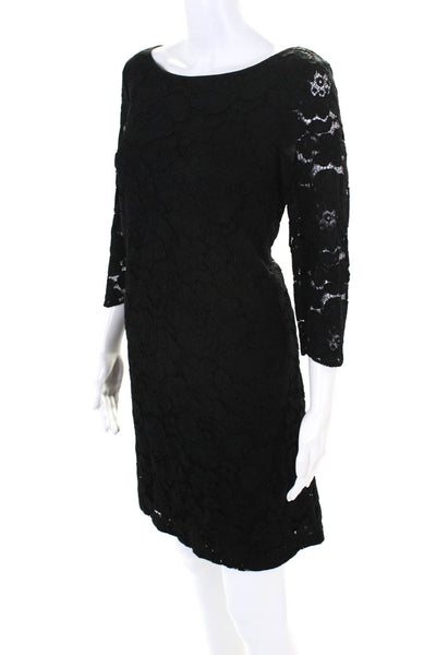 Karl Lagerfeld Women's Knee Length Lace Shift Dress Black Size 10