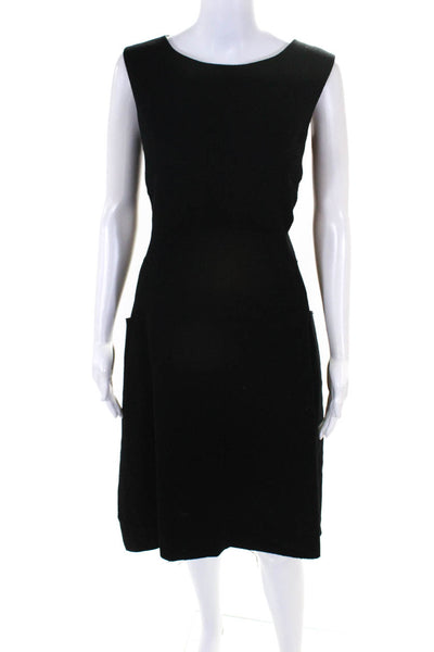 Jil Sander Womens Darted Asymmetrical Fringe Hem A-Line Dress Black Size EUR42