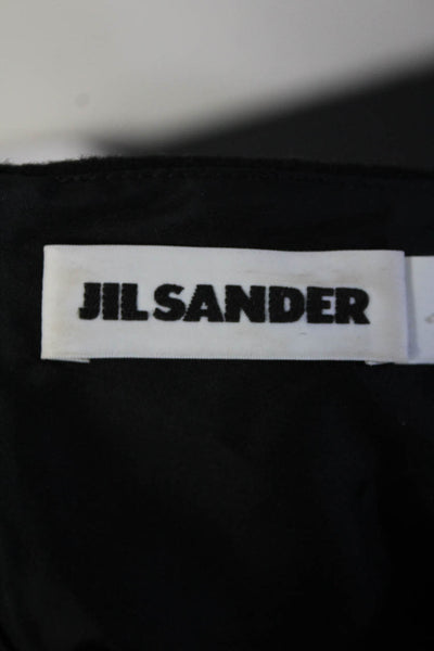 Jil Sander Womens Darted Asymmetrical Fringe Hem A-Line Dress Black Size EUR42