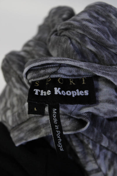 Sport The Kooples Womens Short Sleeve V Neck Shirt Gray Cotton Blend Size Large