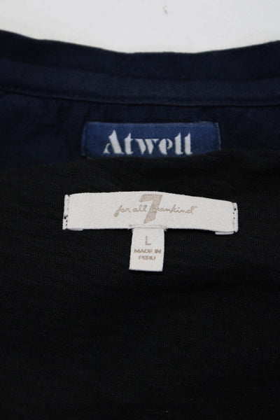 Atwell 7 For All Mankind Womens V Neck Tee Shirts Blue Black Size Large Lot 2