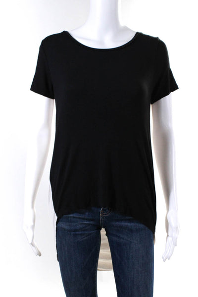 Rebecca Taylor Women's Short Sleeve Open Back T Shirt Black Size XS