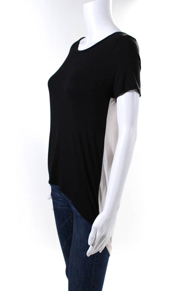 Rebecca Taylor Women's Short Sleeve Open Back T Shirt Black Size XS