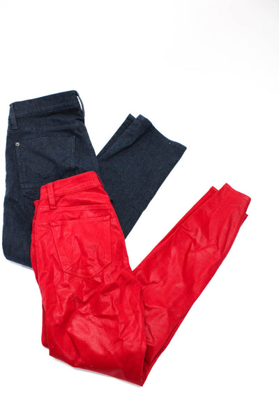 Joe's Collection Womens Solid Metallic Fleece Denim Jeans Red Blue Size30 Lot 2
