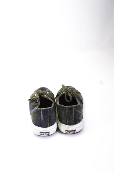 Superga Womens Suede Camouflage Print Sneakers Blue Green Size 40 10